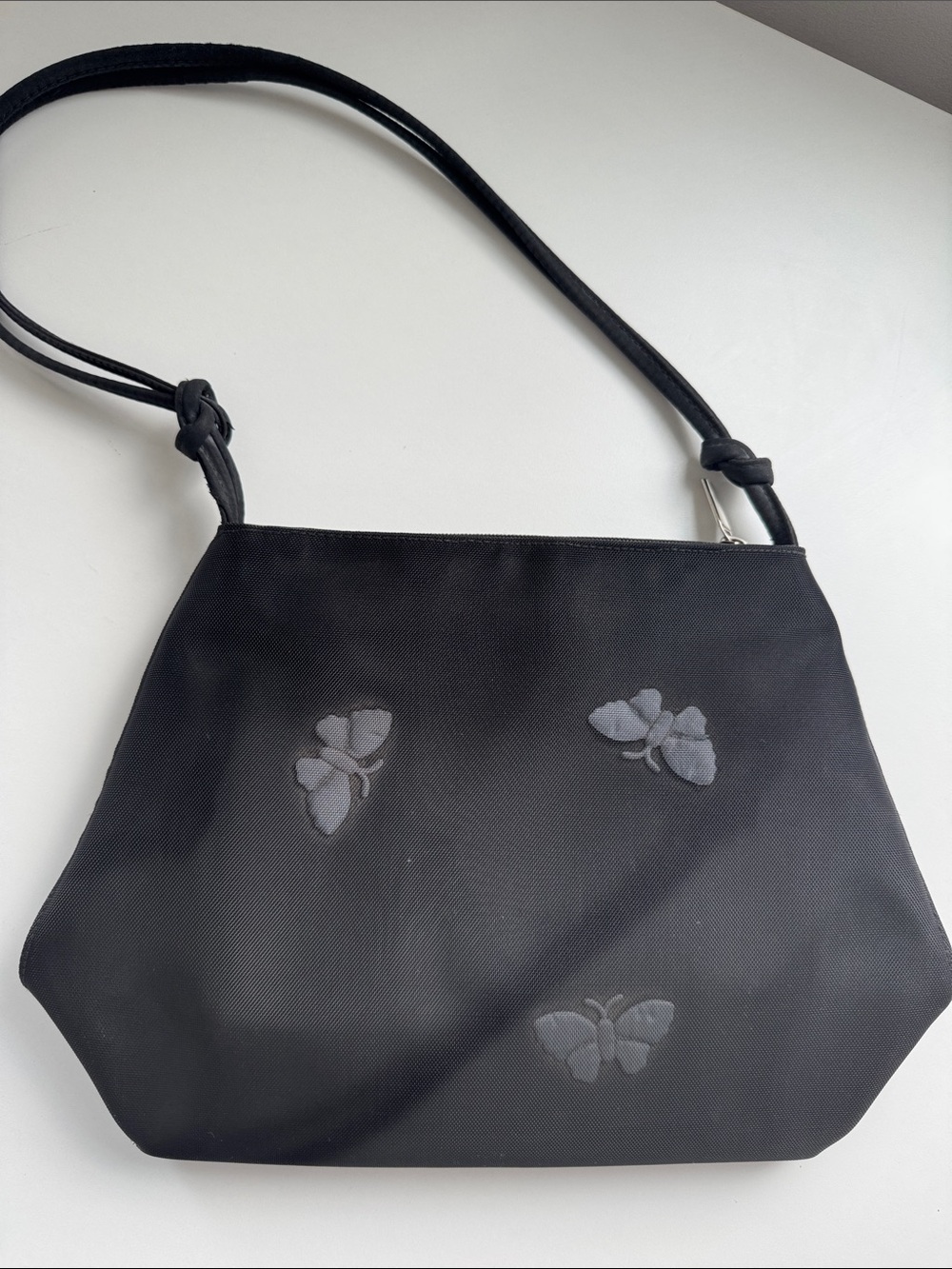 Black Butterfly Accent Shoulder Bag for Women